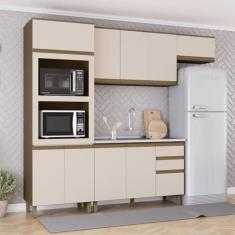 Imagem de Cozinha Compacta 4 Peças 2 Fornos 100% Mdf Connect Bege/Marrom