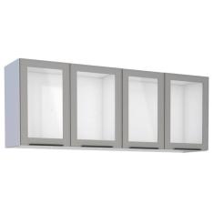 Imagem de Armário Aéreo Para Cozinha 4 Portas De Vidro Assis Cinza