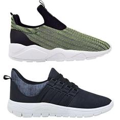 Imagem de Kit 2 Tênis Caminhada Corrida Academia Fitness Leve Macio Confortável - 45 - Verde