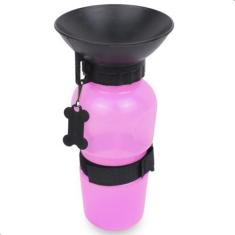 Imagem de Garrafa Squeeze 600ml para Cães Bebedouro de Passeio - KNIMP, Rosa