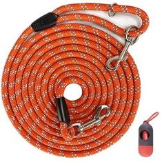 Imagem de Codepets Coleira de corda longa para cães para adestramento de cães 30 m, 30 m, 15 m, fios reflexivos coleiras para cães e gatos de amarrar, cordão para retorno, treinamento de agilidade para cães grandes e médios pequenos (laranja, 10 mm)