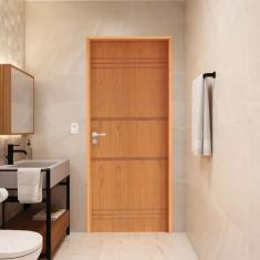 Imagem de Porta Lisa Padrão Imbuia Belíssima 7 Batente Ecológico 11 Fechadura Stilo Wc 62 X 2,10 D Natural