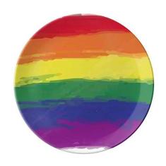 Imagem de Stippling Rainbow Gay LGBT Prato Decorativo Porcelana Salver Prato de Jantar