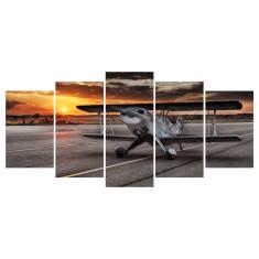 Imagem de Quadro Decorativo Avião Mosaico Para Sala Quarto 5 Peças