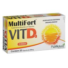 Imagem de Suplemento Alimentar Vitamina D VITD3 MutiFort MultiNature 20 Cápsulas de 500mg 