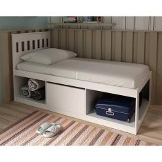 Imagem de Cama Multifuncional Juvenil c/ Nichos e Baú CM8037 Branco - Tecno Mobili