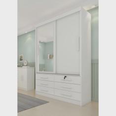 Imagem de Guarda Roupa com Espelho 2 Portas 6 Gavetas Chicago neve Tcil Móveis