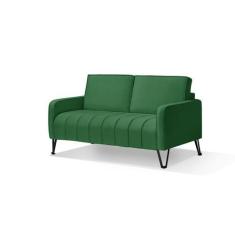 Imagem de Sofá Living Savana 2 Lugares C/ Pé De Ferro Preto 1,58 Mts Veludo Verd