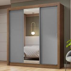 Imagem de Guarda-roupa Casal 3 Portas Correr Espelho Rustic/cinza