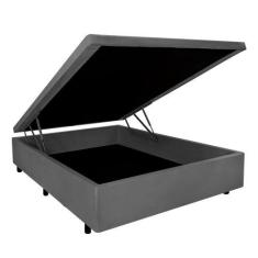 Imagem de Cama Box Baú Casal 138X188x42cm Suede Cinza Com Pistão A Gás - Cama In
