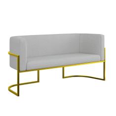 Imagem de Sofá 2 Lugares Com Base De Metal Gold Para Recepção Bouclê Cinza