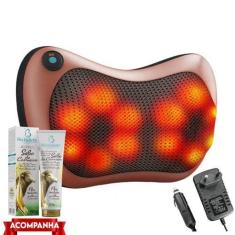 Imagem de Kit Massageador Almofada Elétrica Shiatsu + Pomada De Massagem - Massa