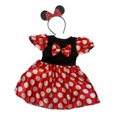 Imagem de Fantasia Infantil Roupa Vestido Minnie Vermelho com Tiara - SGB Moda e