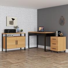 Imagem de Conjunto Home Office 3 Peças 100% Mdf Pratice Freijó - Pradel