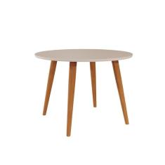 Imagem de Mesa p/ Cozinha Dani Wood c/ Tampo Madeirado 110cm Madeirado/Off White - Cimol