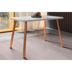 Imagem de Mesa p/ Cozinha Ariel Menor 1602 c/ Tampo Madeirado Vidro 120x80cm Rose/Off White - Carraro