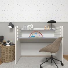 Imagem de Escrivaninha/Mesa Infantil com Regulagem de Altura Branco/Cinza Cristal