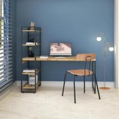 Imagem de Escrivaninha com Estante Industrial com 4 Prateleiras - Carvalho/Preto