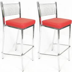 Imagem de Kit 2 Banquetas EMPILHÁVEL Cromada alta assento  - Poltronas do Sul