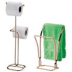 Imagem de Kit banheiro rose gold Future Porta Papel Higiênico chao porta toalha de bancada 1608RG 1176RG