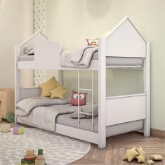 Imagem de Beliche Mini Cama Casinha Branca Com Colchões