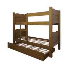 Imagem de Cama Beliche Quarto Solteiro Madri Com Auxiliar e Colchões