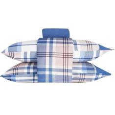 Imagem de Jogo de Cama Casal Naturale 4 Peças 200 Fios Xadrez Macio