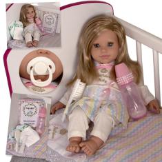 Imagem de Boneca Reborn Loira de Silicone com Acessorios