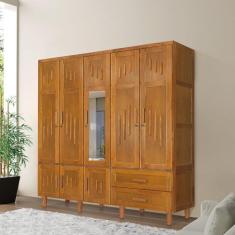 Imagem de Guarda Roupa Em Madeira Maciça 5 Portas 1 Porta Com Espelho Imperatriz