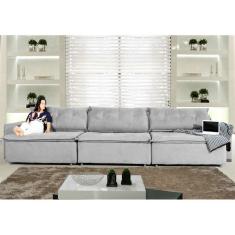 Imagem de Sofá Austrália 3,82 Mts Retrátil e Reclinavel com Molas no Assento Tecido Suede Pluma