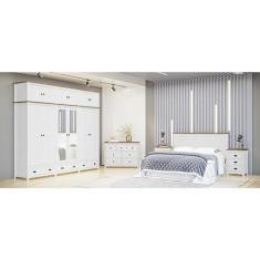 Imagem de Guarda-roupa Bipartido 12 Portas 3 Gavetas Topazio Branco/freijó