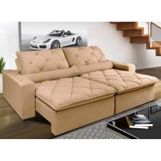 Imagem de Sofá Magnum 2,02m Retrátil, Reclinável com Molas no Assento e Almofadas Lombar Tecido Suede Grafiato  - Cama InBox