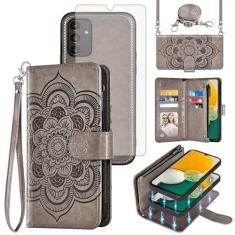 Imagem de Asuwish Capa de celular para Samsung Galaxy A13 5G carteira com zíper destacável com protetor de tela de vidro temperado alça porta-cartão flor A04S M13 G5 A 13 2022 13A A135G SM A136U mulheres