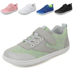 Imagem de Drecage Tênis infantil infantil descalço para meninos e meninas, respirável, tênis leve para caminhada, Cinza, 15