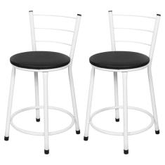 Imagem de Jogo 2 Banqueta Baixa Para Cozinha Branca Assento Preto
