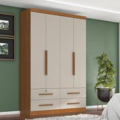 Imagem de Guarda-roupa 4 Portas 4 Gavetas Maximus Plus Cinamomo/areia