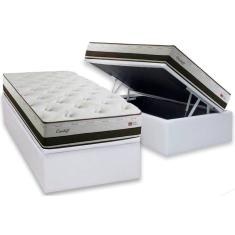 Imagem de Cama Box Baú Solteiro: Colchão Molas Herval Maxspring Cardiff + Base CRC Courano White(88x188)