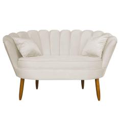 Imagem de Namoradeira Pétala 2 Lugares Decorativa Veludo Bege - Montanaris Decor