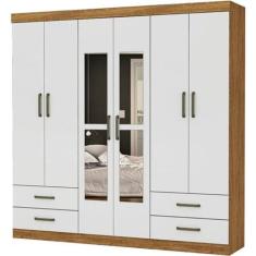 Imagem de Guarda Roupa Hercules com 6 Portas 4 Gavetas e Espelho Cor Cinamomo Of