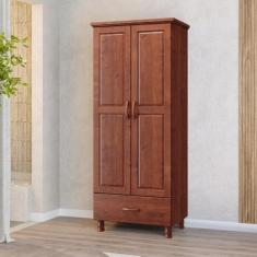 Imagem de Guarda Roupa 2 Portas 1 Gaveta Linha Bronze Madeira Maciça Finestra Mó