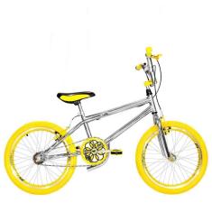 Imagem de Bicicleta Infantil Masculina Aro 20 Cross Cromada e Amarela