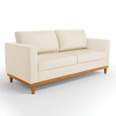 Imagem de Sofá 03 Lugares Julietteino Base Madeira Castanho Bege