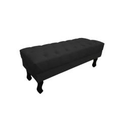 Imagem de Recamier Baú Luis Xv Capitonê Retrô 120 cm Couro Preto Mz Decor - Mazz