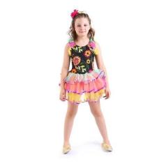 Imagem de Fantasia Festa Junina Infantil Tule Colorido + Presilhas - Fantasias C