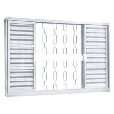 Imagem de Janela de Aço Veneziana 100x120cm 6 Folhas com Vidro Liso Minas Sul MGM Branco