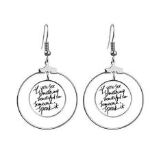 Imagem de Brincos de argola com citação Something Beautiful in Someone