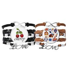 Imagem de DIYthinker Pulseira de mão com símbolo nacional da Rússia com pulseira de couro com corda de cereja, conjunto duplo