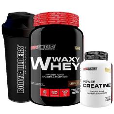 Imagem de Kit Waxy Whey 900g + Power Creatina 100g + Coqueteleira - BodyBuilders (Chocolate)