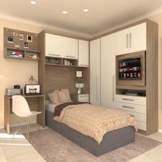Imagem de Guarda Roupa Dormitório Modulado Master Solteiro Canto C/ Painel P/ Tv