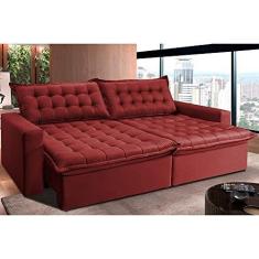 Imagem de Sofá Retrátil Reclinável e Cama 2,75m Cama Inbox Flex Suede Velusoft Vermelho